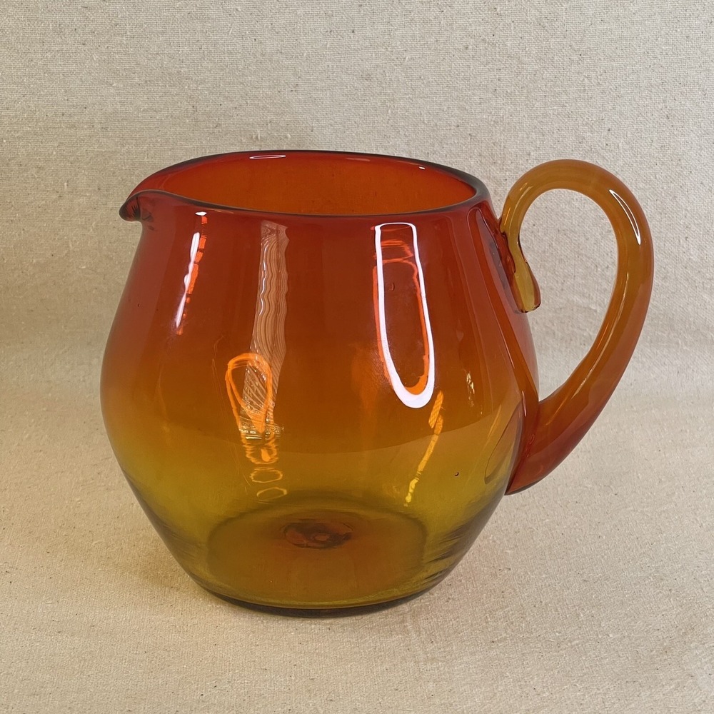 Vintage‎ Blenko 3750L Tangerine Pitcher 5 1/2" Tall